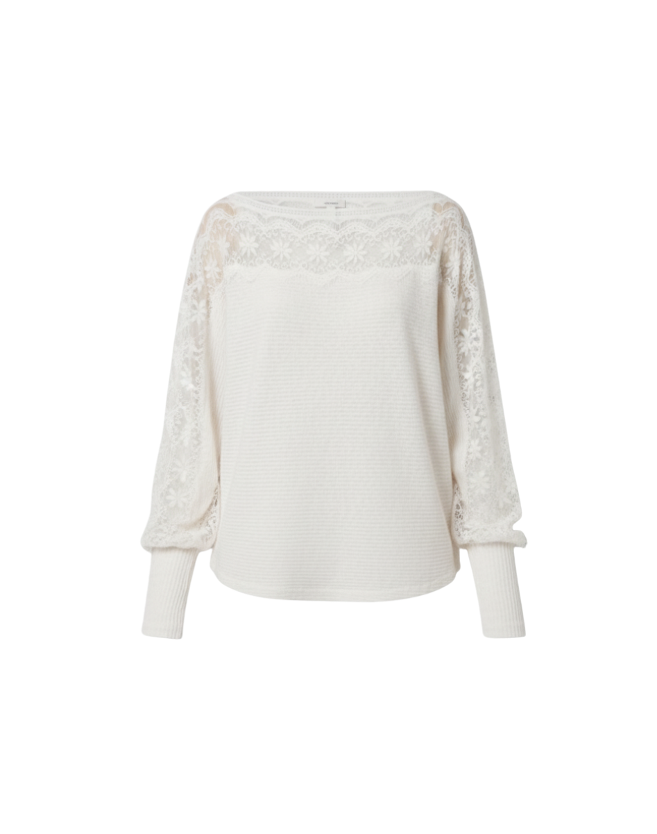Waffle Knit Lace Top